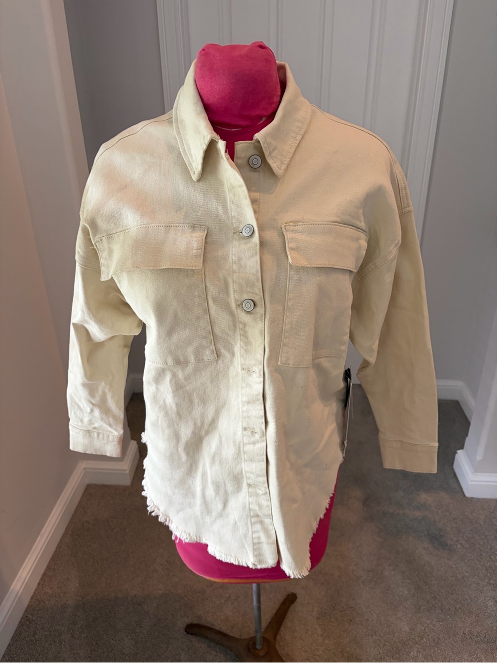 Celebrity Pink Cream Utility Button-Up shacket